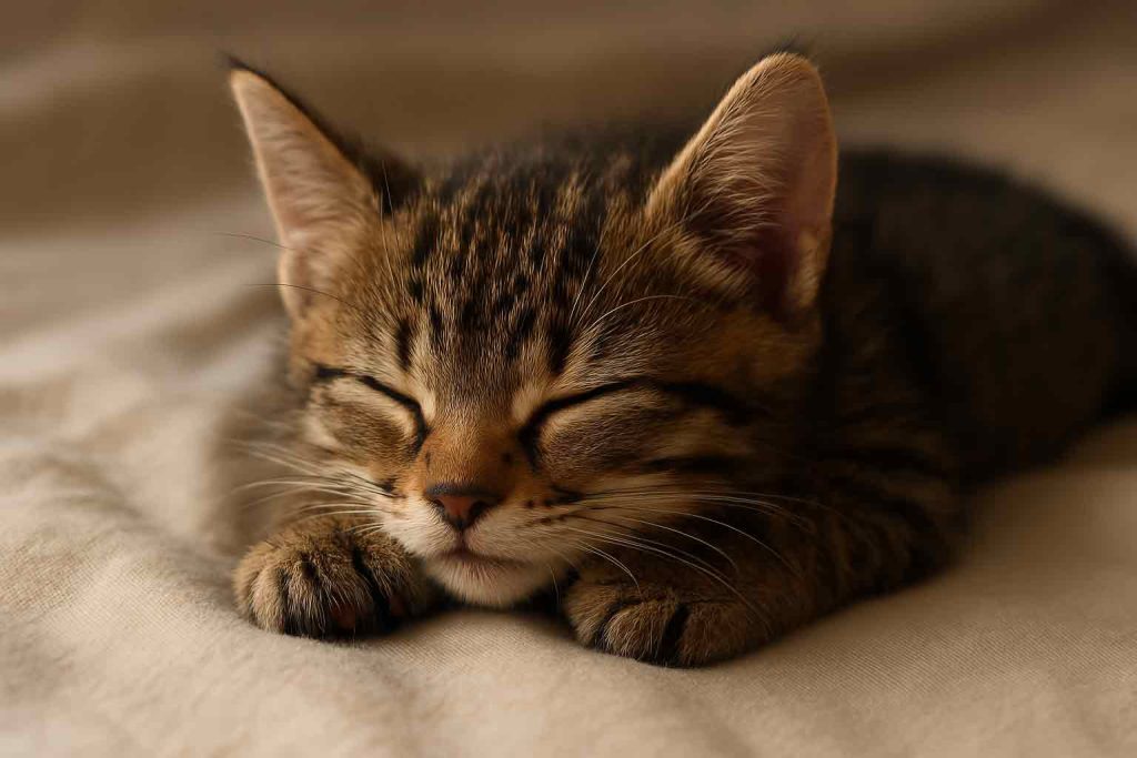 Kitten breathing lightly in sleep