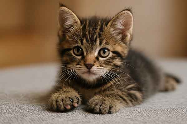 A kitten whose nails are about to be trimmed