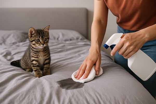 kitten pee on my bed